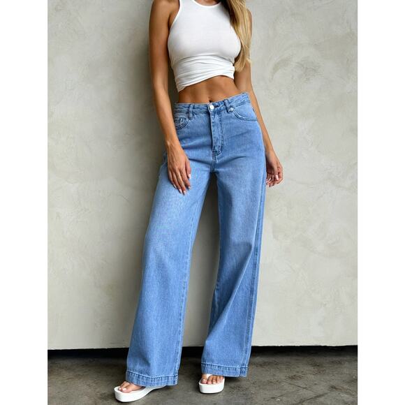 Tiger Mist COHEN JEAN Medium/Light Wash Baggy Fit Wide Leg Size 10 - Picture 1 of 12